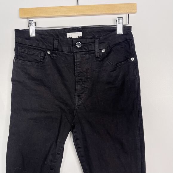 Good American 6 / 28 Black Good Legs Crop Jeans Cotton Stretch Skinny High Rise - Picture 3 of 12